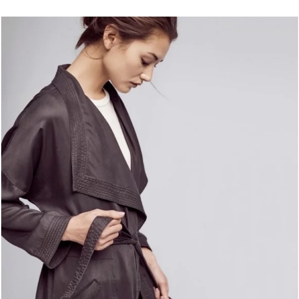 Anthropologie Hei Hei Dark Grey Duster Trench Coat‎ ladies size M NWT